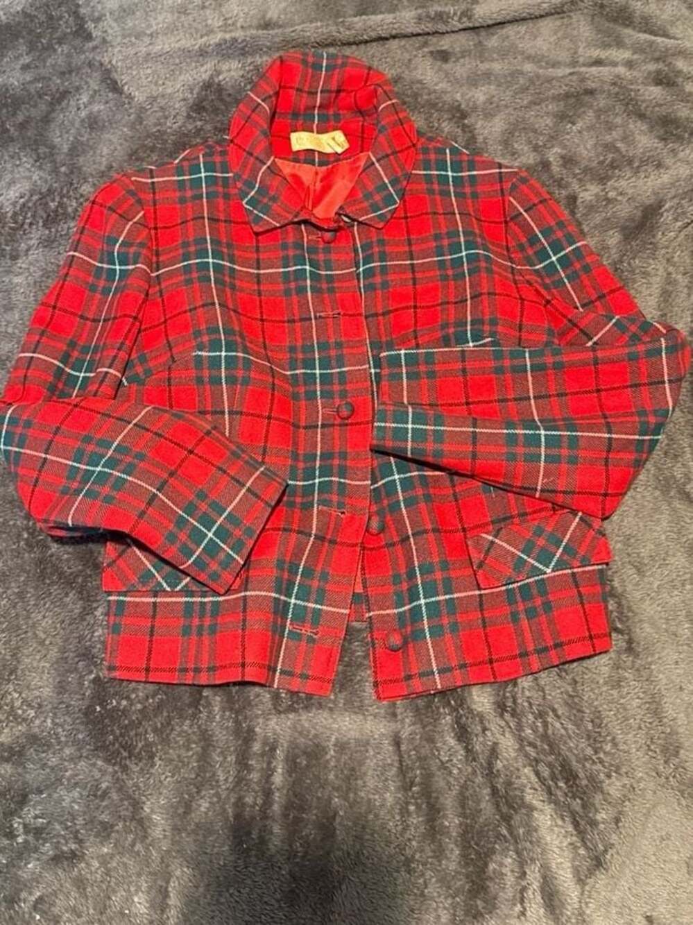 Vintage Pendleton 49er Wool Plaid Jacket Red Tartan Button Up